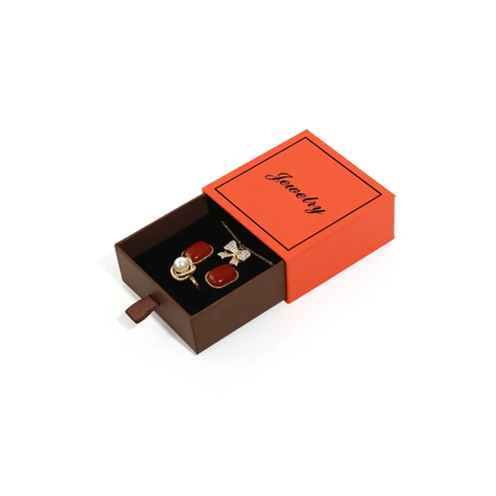 Custom Logo Jewelry Packaging Earring Necklace Bracelet Luxury Cardboard Slide Jewelry Box With Insert