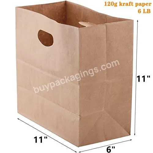 Custom Logo Kraft Paper Takeaway Die Cut Handle Paper Bag For Fast Food Packaging