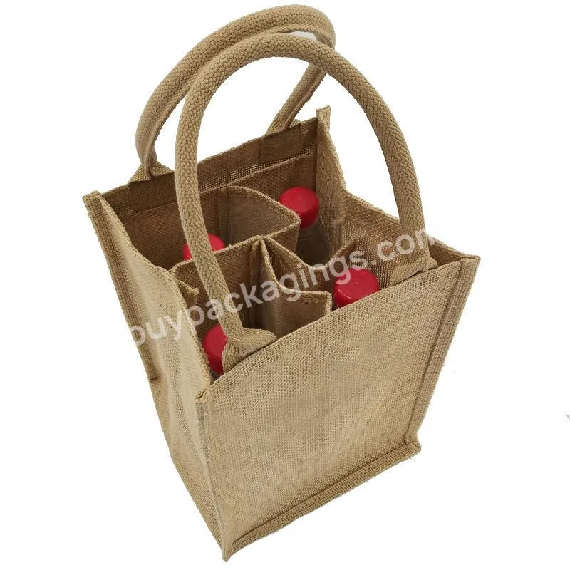 Custom Logo Large Natural Eco Friendly Burlap Beach Hemp Bags Reusable Small Jute Shopping Wine Tote Bag Wholesale