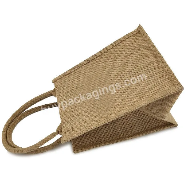 Custom Logo Large Natural Eco Friendly Burlap Beach Hemp Bags Reusable Small Jute Shopping Wine Tote Bag Wholesale