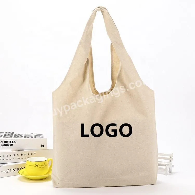 Custom Logo Low Moq Vest Shoulder Canvas Tote Shopping Bags