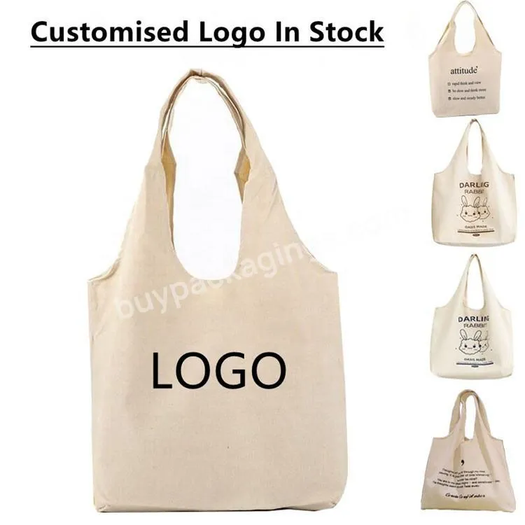 Custom Logo Low Moq Vest Shoulder Canvas Tote Shopping Bags