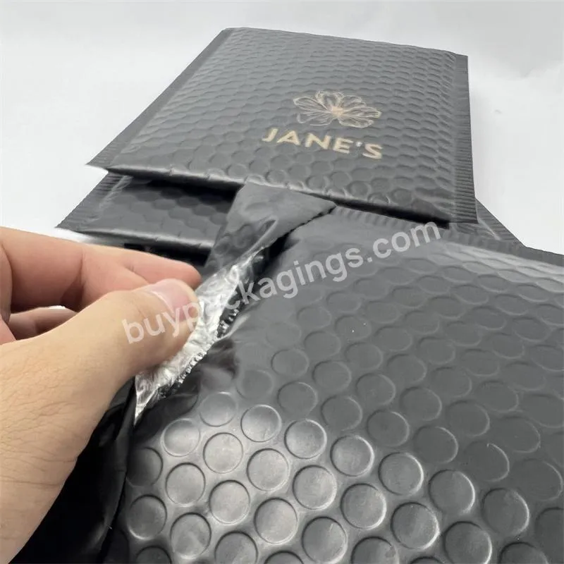 Custom Logo Matte Black Metallic Foil Bubble Mailers Poly Mailer Mailing Bags Shipping Padded Envelop Bubble Mailer