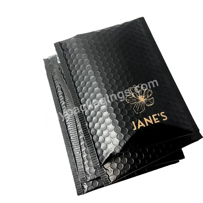 Custom Logo Matte Black Metallic Foil Bubble Mailers Poly Mailer Mailing Bags Shipping Padded Envelop Bubble Mailer