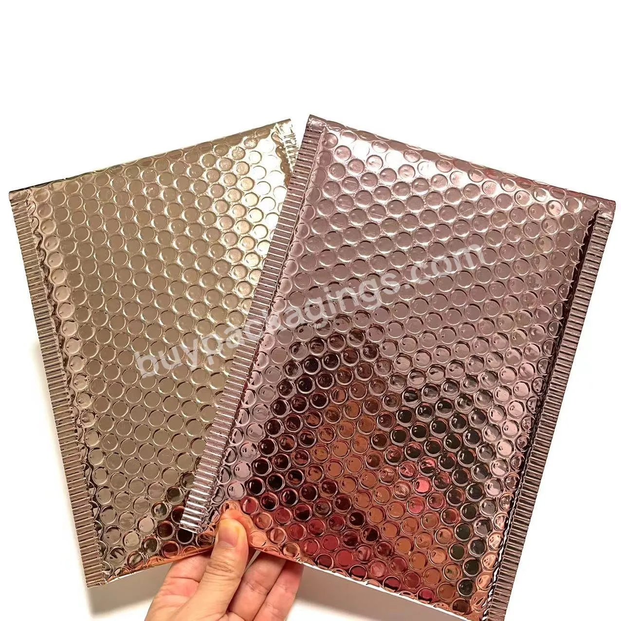 Custom Logo Metallic Ploy Mailer Bubble Envelope Rose Gold Foil Bubble Mailers Shipping Mailing Bags