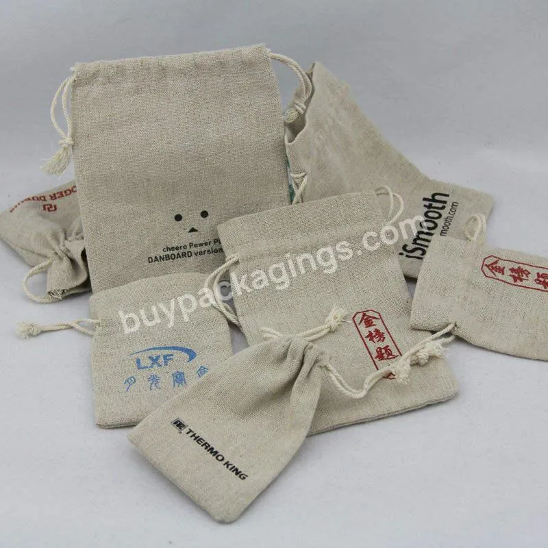 Custom Logo Natural Burlap Drawstring Bag Hemp Sacks Coffee Pouch Jute Bags For Gift