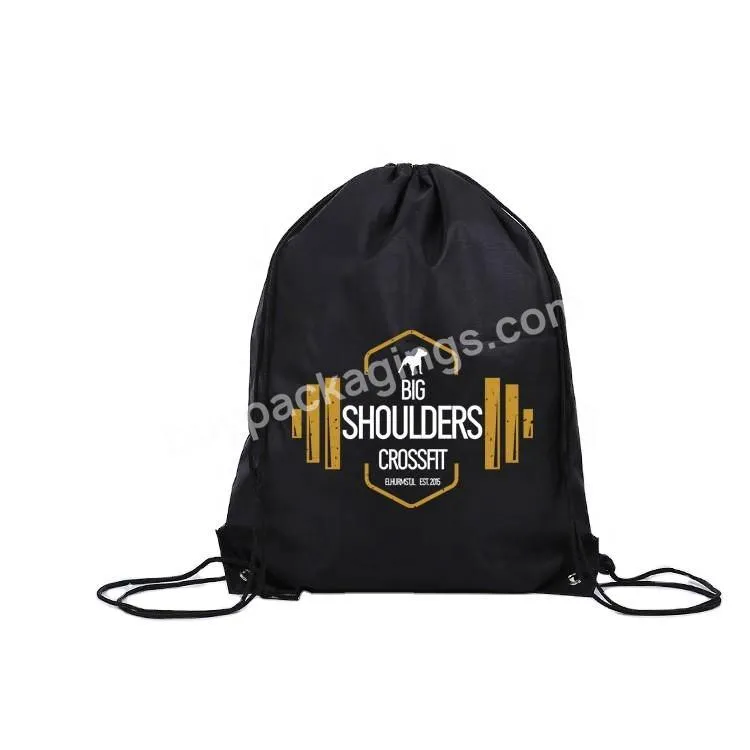 Custom Logo Nylon Draw String Bag Full Color Cinch Backpack Recycled Waterproof 210d Polyester Drawstring Bag