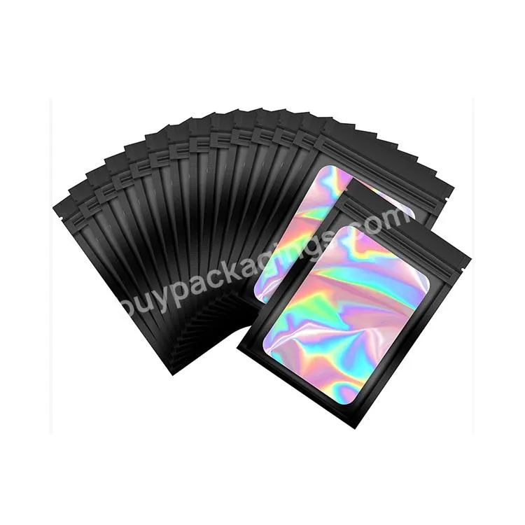 Custom Logo Packaging Resealable Matte Black Mylar Bags Smell Proof Laminated Plastic Aluminum Foil Clear Plastic Pouch