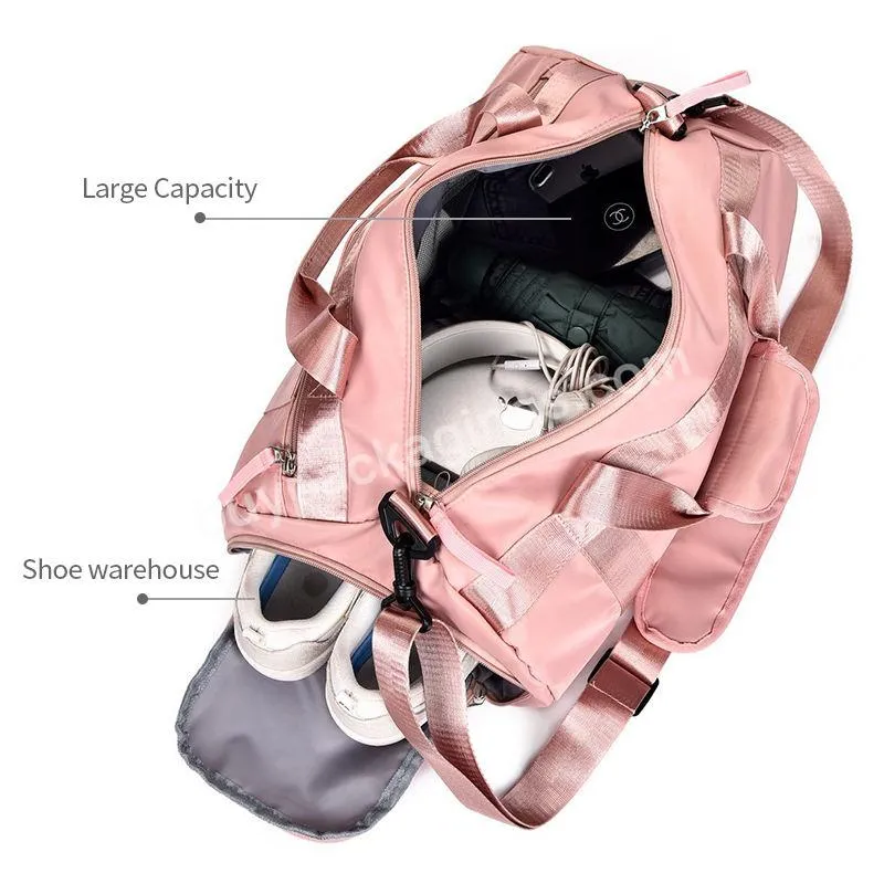 Custom Logo Pink Gym Women Design Waterproof Fashion Man Nylon Duffel Tote Bag Luggage Duffle Travel Bag With Shoe Compartment