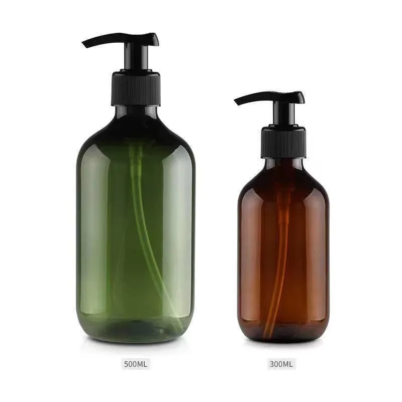 Custom Logo Plastic Bottle Amber Shampoo Bottle PET Material Bottle 120ml 250ml 500ml