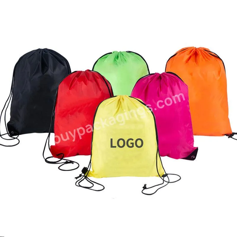 Custom Logo Polyester Shopping Draw String Bag Sport Gym Bag Drawstring Backpack