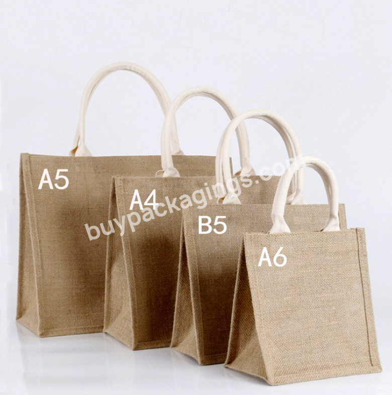 Custom Logo Print Grocery Handle Beach Shopping Jute Tote Bag