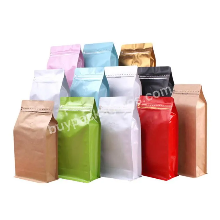 Custom Logo Printed 250g 500g 1kg 8oz White Flat Bottom Coffee Pouch Cafe Packaging Bags With Valve