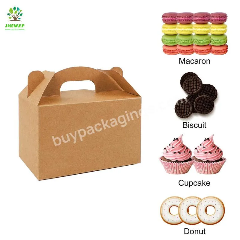 Custom Logo Printed 6*3.5*3.5 Inches Kraft Paper Food Packaging Cake Box With Handle