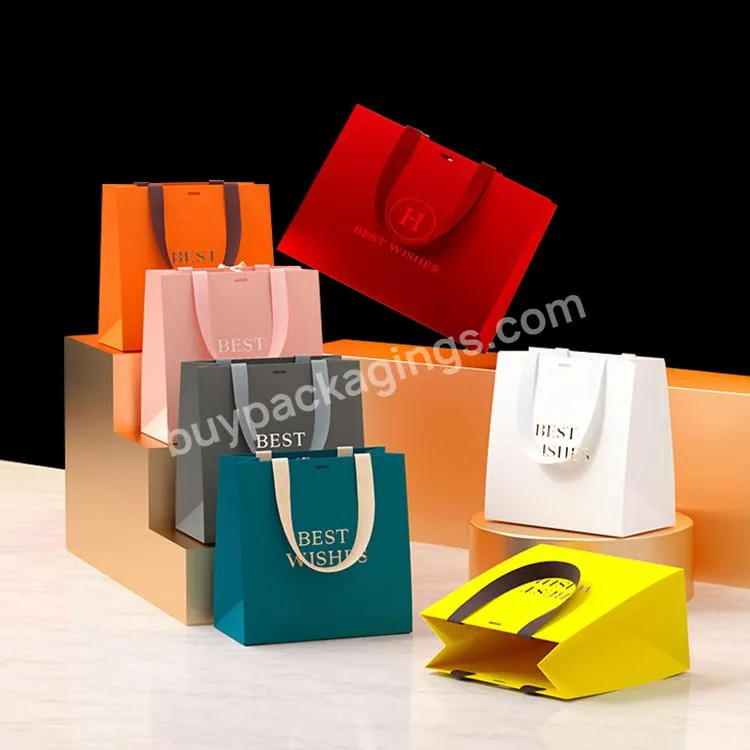 Custom Logo Printed Bolsas De Papel Luxury Handle Bulk Small White Packaging Shopping Gift Paper Bags With Ribbon Handle
