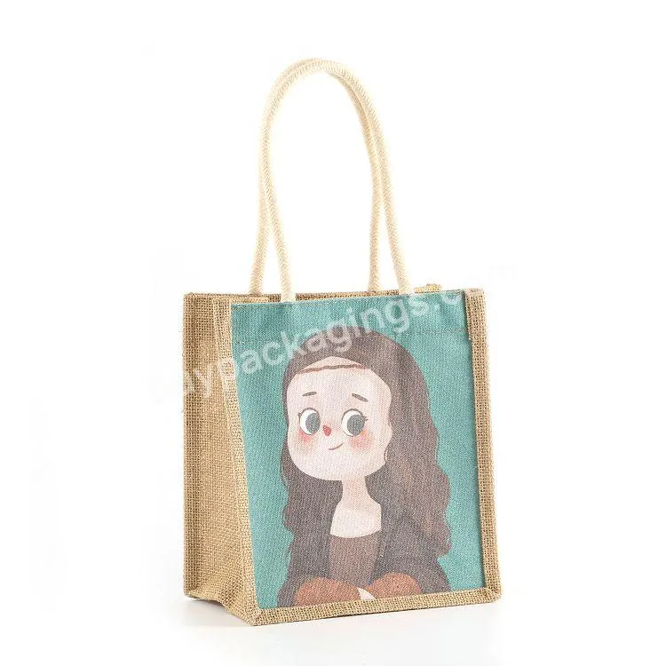 Custom Logo Printed Burlap Burlap Coffee Bag Brown Cotton String Jute Bag For Gifts