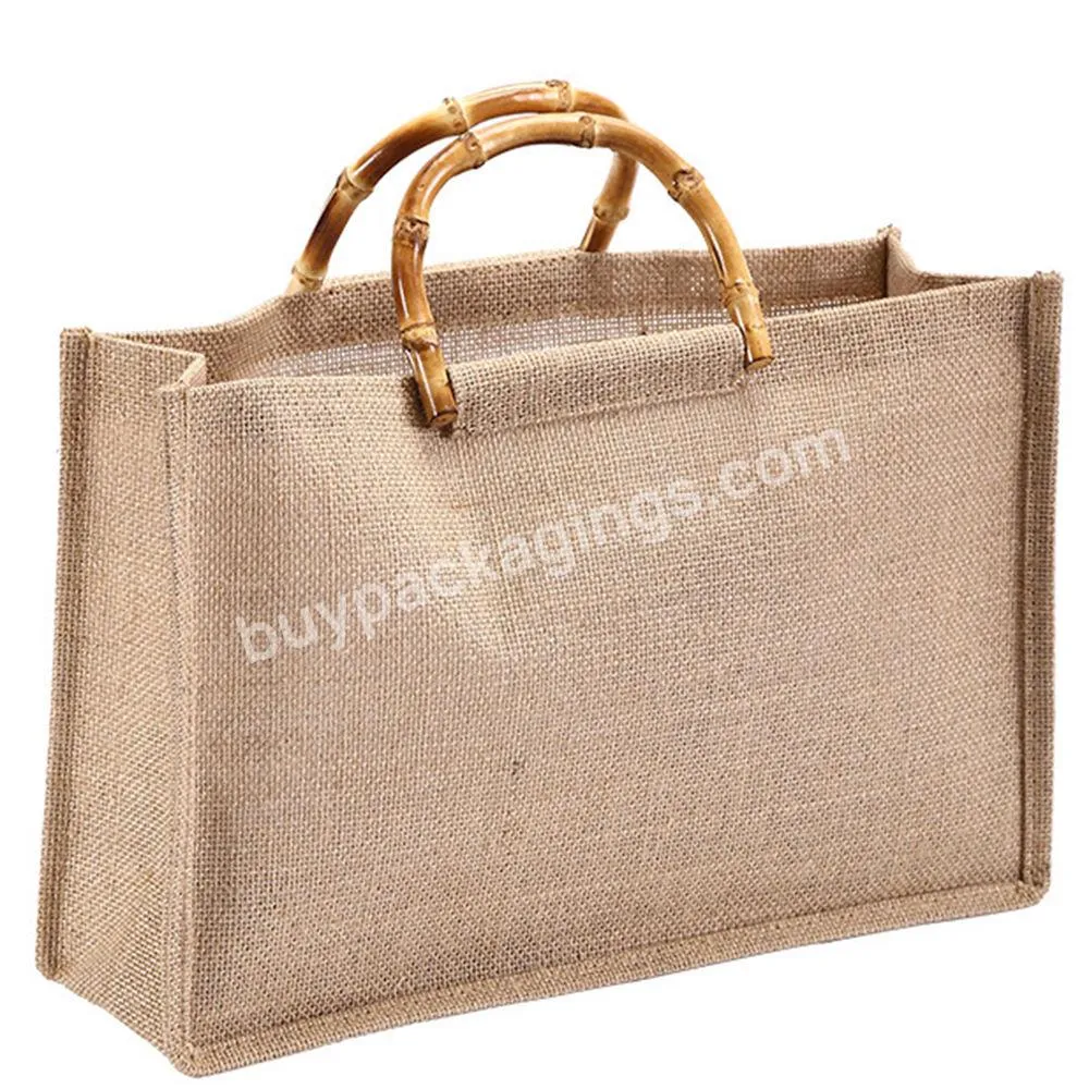 Custom Logo Printed Eco Recycle Natural Foldable Reusable Jute Burlap Linen Shopping Tote Bag