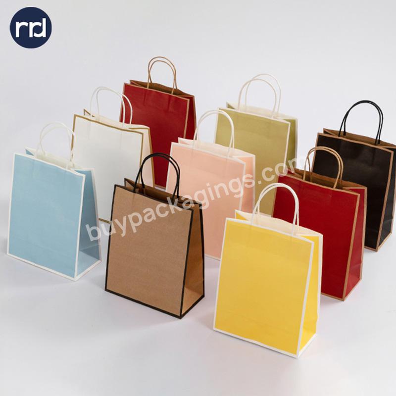 Custom Logo Printed Recyclable Luxury Paper Bags Packaging Clothing Kraft Shopping Paper Bag With Handle