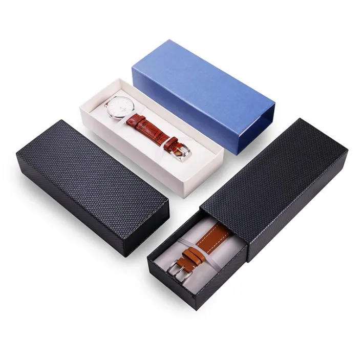 Custom Logo Printed Watch Band Packaging Paper Drawer Box Luxury Cardboard Watch Strap Watch Band Packaging Box