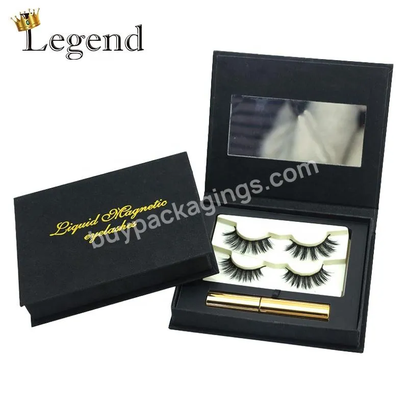 Custom Logo Printing with Mirror Tweezer Box Cosmetics Gift Set Empty Lash Magnetic Boxes Rigid Cardboard Eyelash Box Packaging