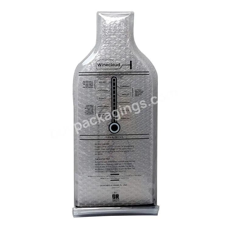 Custom Logo Reusable Refillable Plastic Travel Air Insulated Freeze Wine Bottle Bags Sleeves