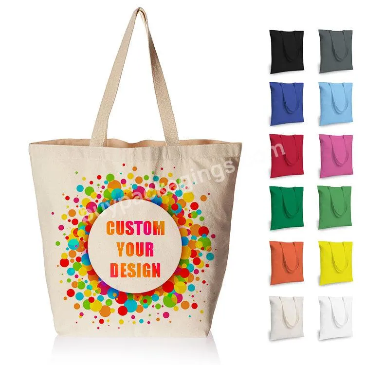 Custom Logo Reusable Shopping Canvas Tote Bag,Printed Pattern Design Women Cotton Shoulder Bag Self Fabric Handle Canvas Bag