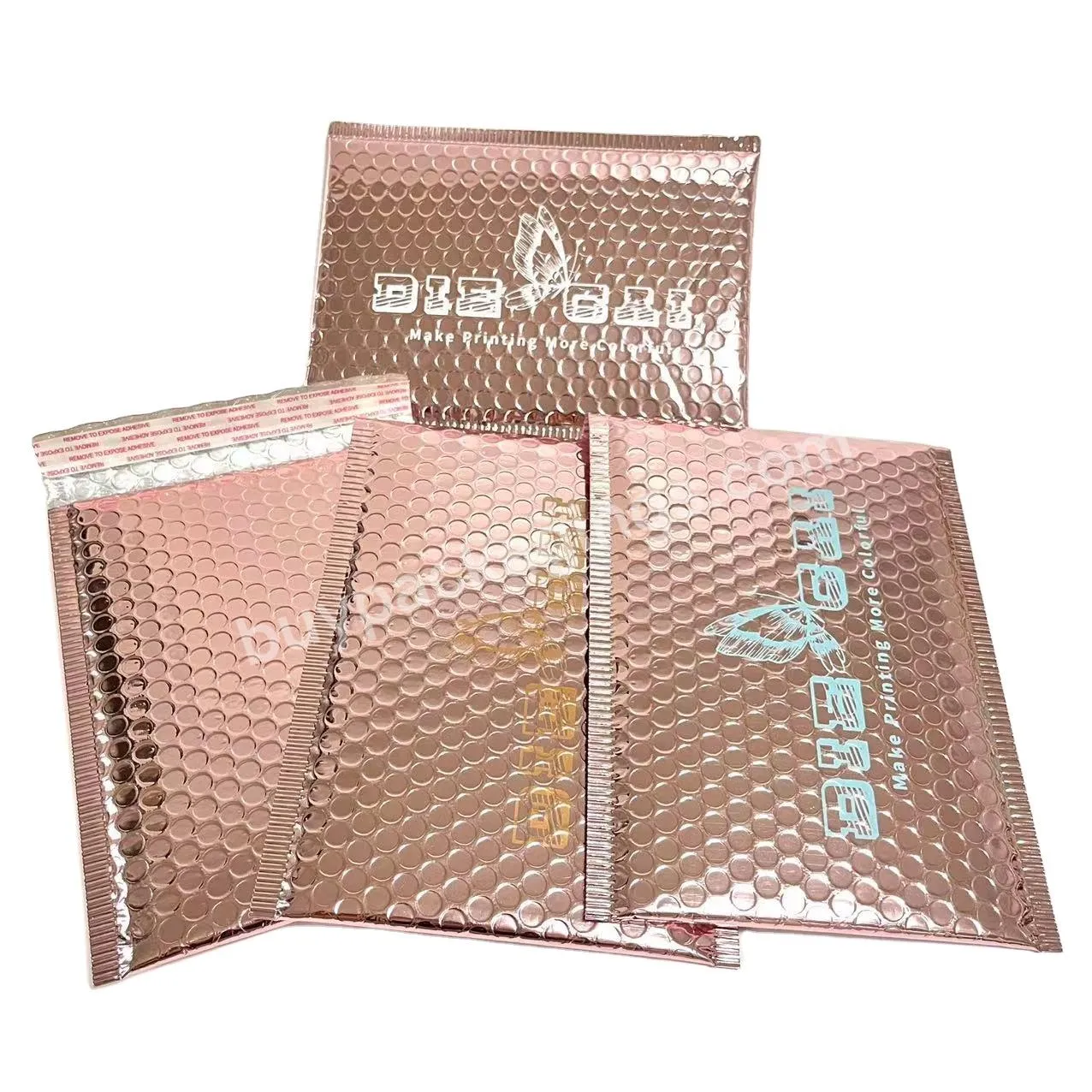 Custom Logo Rose Gold Metallic Mailer Shipping Envelope Padded Postal Bubble Poly Wrap Packaging Mailing Bag Bubble Mailers