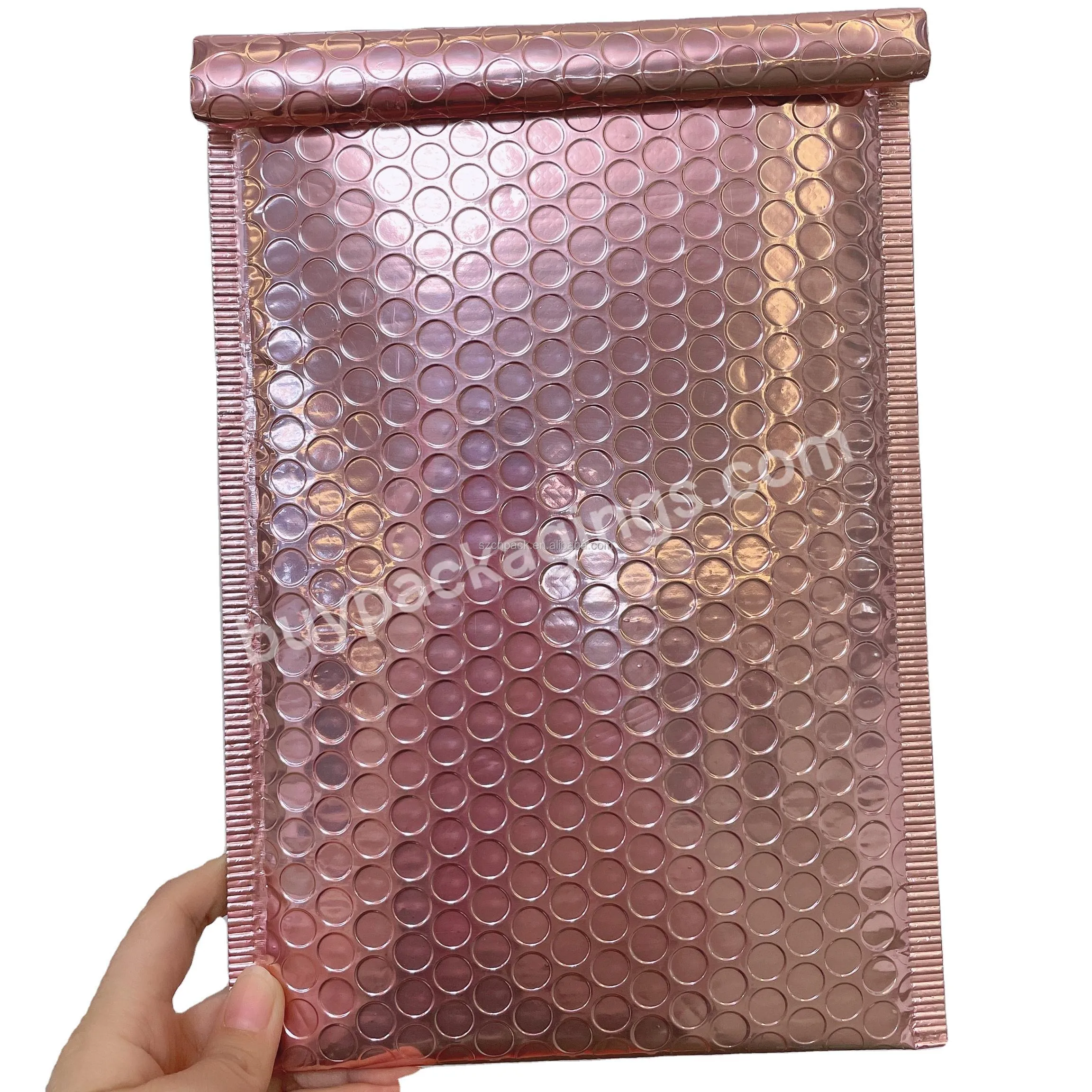 Custom Logo Shiny Rose Gold Aluminum Bubble Envelope Mailers Poly Bubble Mailer Mailing Jewelry Packaging Bags With Logo