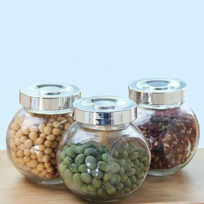 Custom Logo Various Size Kitchen Seasoning Glass Seasoning Pepper Salt Jar With Metal Cap