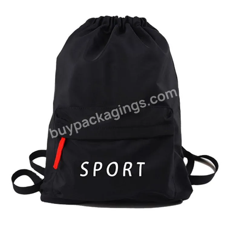 Custom Logo Waterproof Travel Sports Gym Sack Polyester Draw String Back Pack Nylon Drawstring Backpack With Zipper Pocket