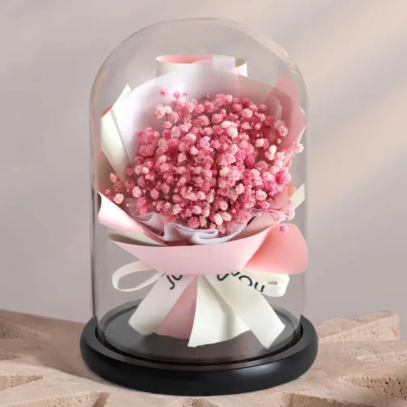 Custom Logo Wedding Preserved Dried Flowers In Glass Jar  Candle Jar
