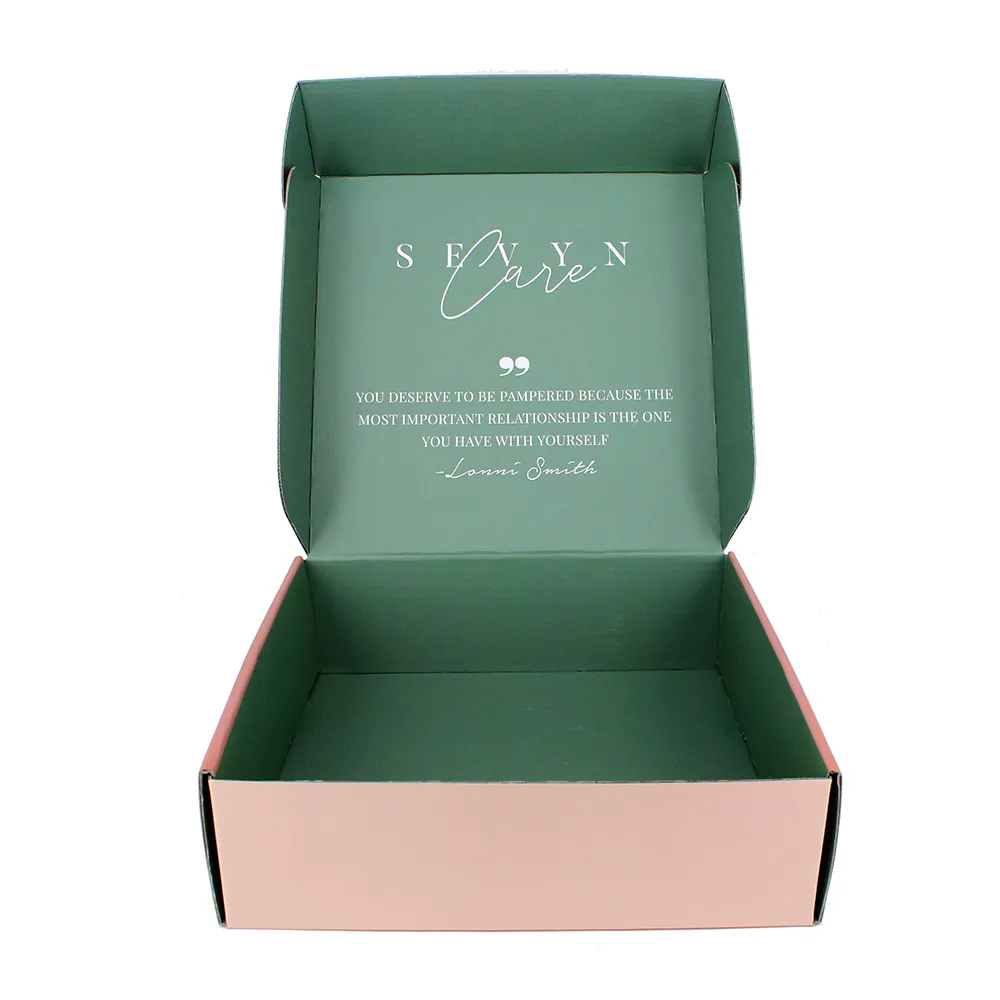 Custom Logo White Pink Corrugated Carton Box Mailer Shipping Box Apparel Packaging for Dress Cloth Underwear Shirt Mail Gift Box