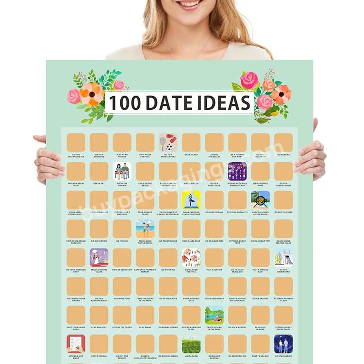 Custom Luxury Different Themes Top 100 Wine Anime Scratch Off 100 Date Ideas Poster