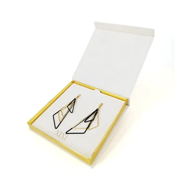 Custom luxury Eco-friendly gift jewelry box earrings packaging magnetic boxes with card insert