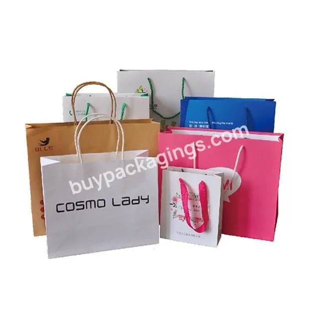 Custom Luxury Jewelry Cardboard Craft Sac en Papiers Boutique Shopping Paper Gift Bag With Ribbon Handles