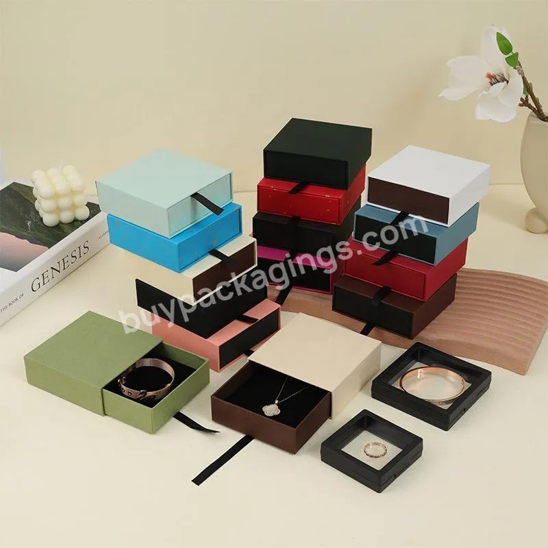 Custom Luxury Sliding Box Small Cardboard Jewelry Packaging Box Pink Rigid Hard Paper Drawer Gift Box With Logo