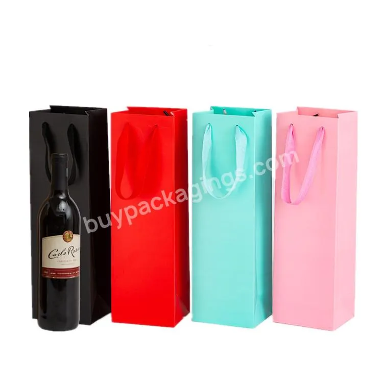 Custom Luxury Whisky Champagne Craft Packaging Gift Wine Bottle Kraft Paper Bag
