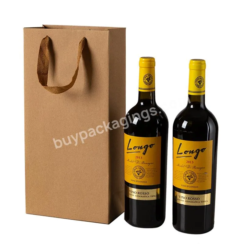Custom Luxury Whisky Champagne Craft Packaging Gift Wine Bottle Kraft Paper Bag