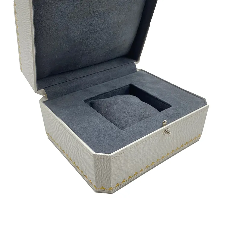 Custom Luxury White PU leather Watch Presentation Box Smart Watch Gift Box with Custom logo