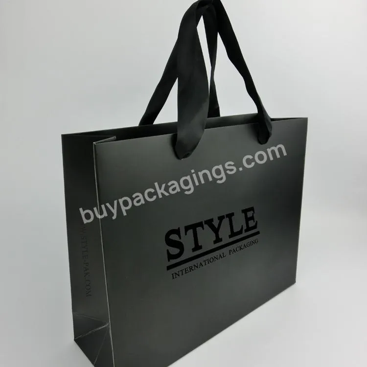Custom Made Printed Logo Jewelry Packaging Kraft Shopping Paper Bag With Ribbon Handles