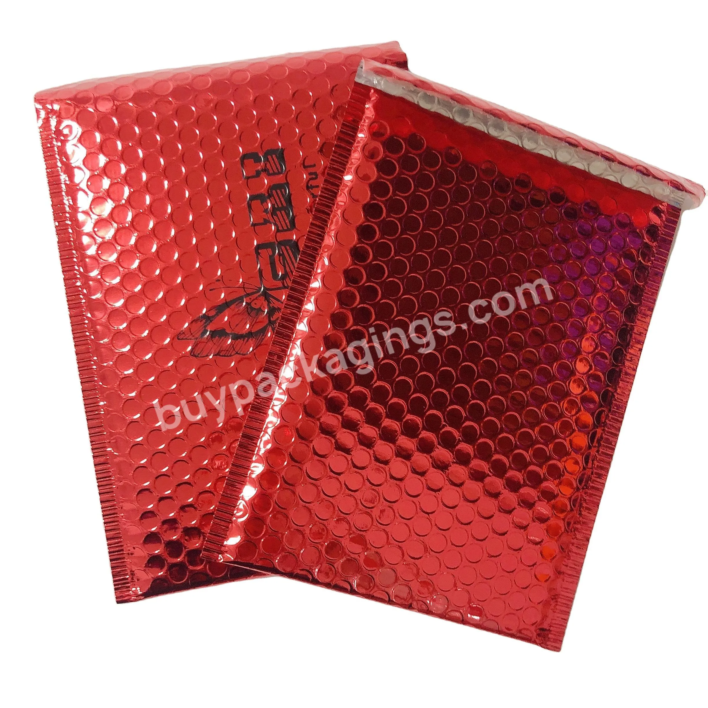 Custom Made Red Bubble Metallic Mailing Envelopes Bubble Air Polymailer Bags Blue Bubble Mailers For Shipping Packaging