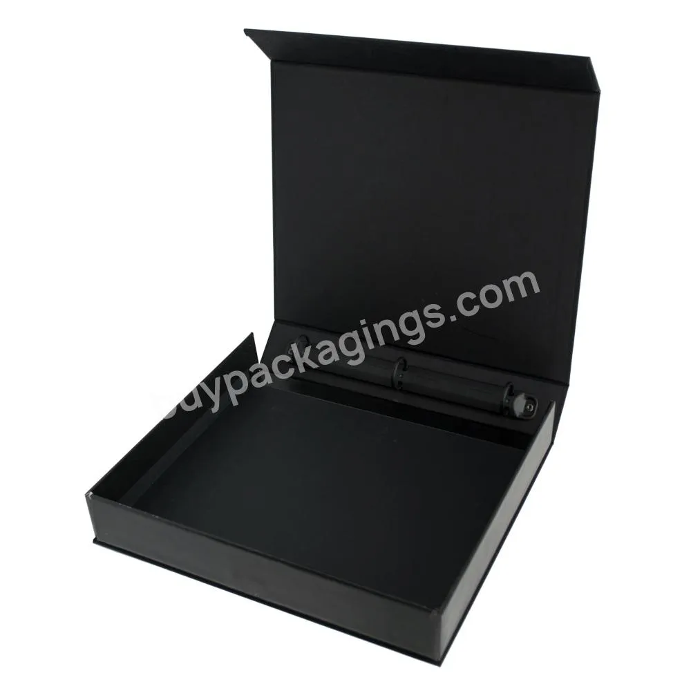 custom magnetic turned edge binder ring box with flap closure