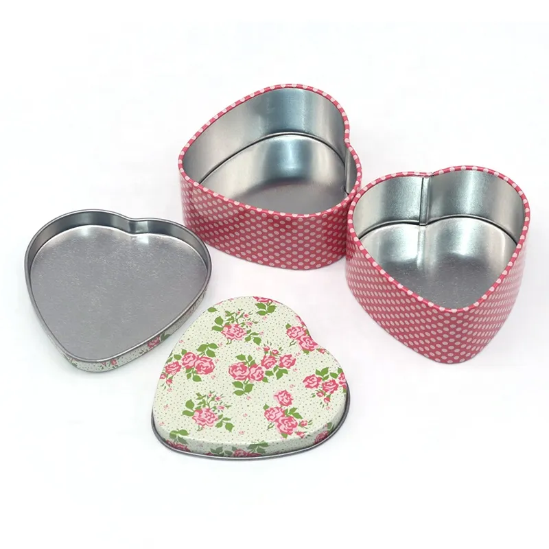 Custom Mini Heart Shaped Tins For Wedding Decoration Candy Cookie Chocolate Festival Gift Lovely Tin Box Empty Candle Tin Jar