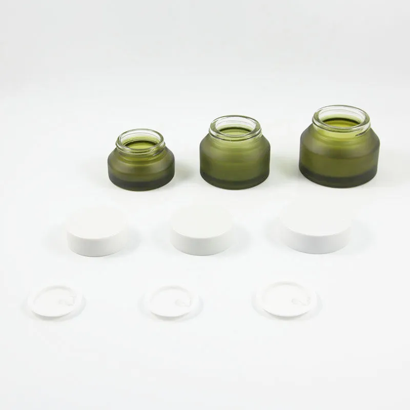 Custom Modern Style Cosmetic Package Frosted Multi Color Glass Face Cream Jar With Screw Plastic Lids