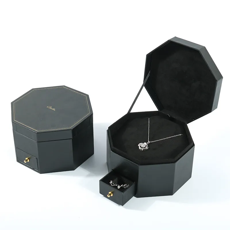 Custom Octagon Drawer Double Layer Jewellery Ring Pendant BRACELETS NECKLACES Watch Gift paper Box