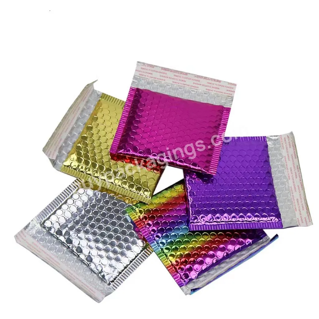 Custom Packaging Bubble Mail Colorful Metallic Foil Package Self-adhesive Courier Delivery Bags