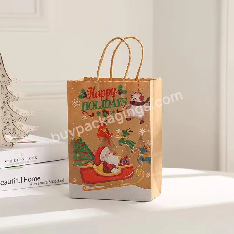 Custom Paper Bag Brown Kraft Paper Bags Christmas Kraft Packing Shopping Gift Bags