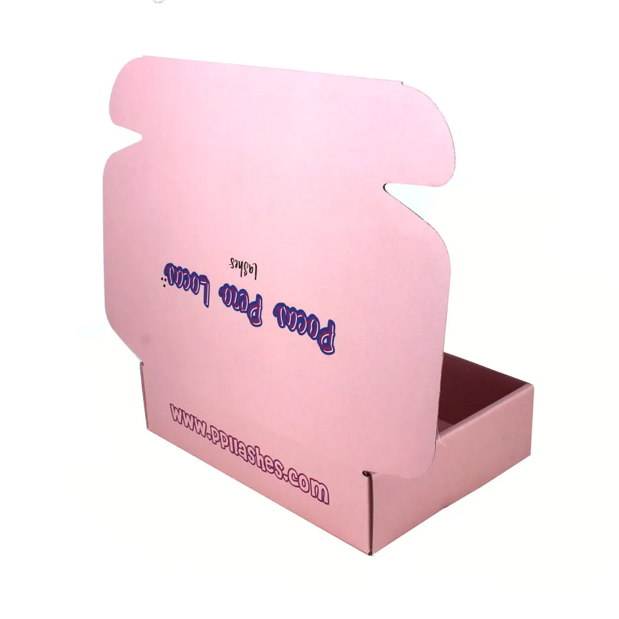 Custom Pink Color Mailer Box Cosmetic Shipping Boxes Paper Packaging Makeup Box with Stickers and Tissue Paper