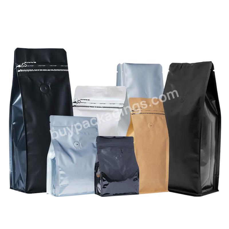Custom Plastic Mylar Aluminum Foil 250g 500g 1kg Coffee Bean Pouch Heal Seal Tin Tie Zipper Coffee Bags With Valve