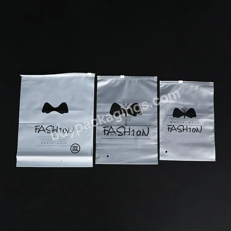 Custom Plastic Slider Transparent Pe Glossy Ziplock Bag Clothing Underwear Apparel Packaging Bags
